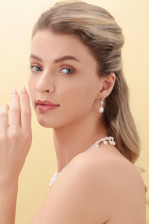 9-10mm Freshwater Drop Earrings Royal-Inspired - House Of Pearls